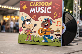 create custom cartoon music cover art for singles or albums