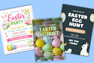 design easter celebration flyers, invitations, banners and social media posts