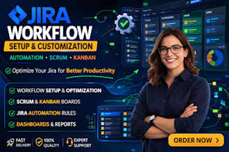 setup jira workflow, automation, scrum or kanban boards