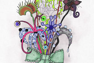 draw an odd bouquet of flowers