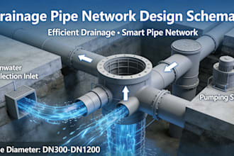 autocad drawing  drainage pipe network design