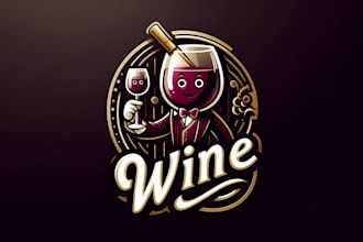do an awesome wine typography love the wine mascot logo design