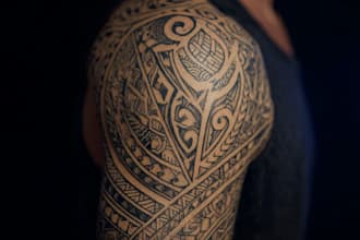 do a spiritual tribal tattoo art with custom pattern