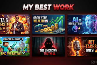 design eye catching youtube thumbnail for gaming finance and faceless channel