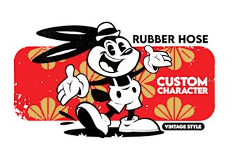 draw vintage rubber hose cartoon character or mascot