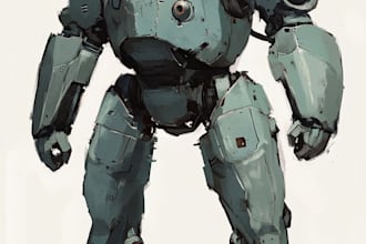 create retro mecha or scifi gundam art