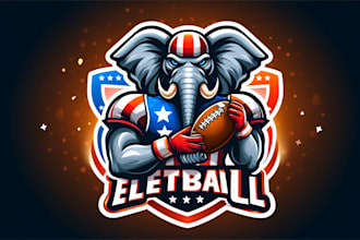 create elephant american football mascot logo within new concepts for you