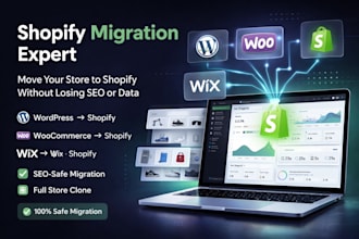 migrate you webiste from wordpress, wix, esty, squarespace to shopify