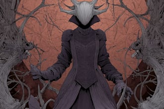 create cinematic dark fantasy horror character illustration