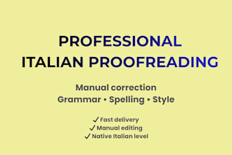 proofread and correct italian text manually