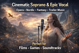 record cinematic soprano vocal, opera music, ancient nordic vocal, epic music