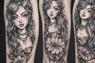 design custom anime tattoo or manga tattoo design