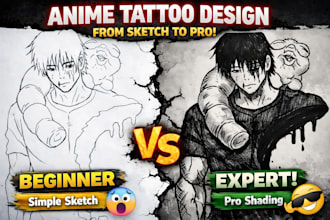 draw anime tattoo design or manga tattoo