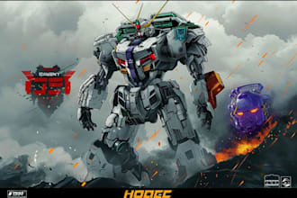 create retro mecha or scifi gundam art