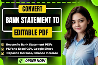 reconcile bank statement PDF to editable format