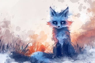 make a digital watercolor character art or furry art