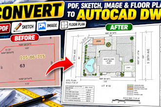 convert PDF, sketch, image and floor plan to autocad dwg