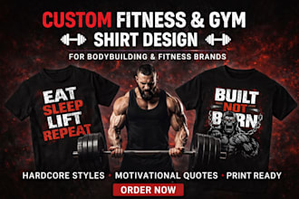 create hardcore bodybuilding and gym motivation t shirt design
