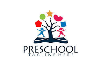 make preschool childcare, daycare, kids, and kindergarten logo design