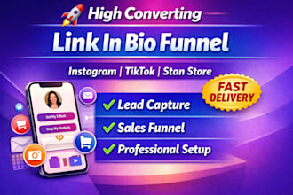 design a high converting stan store link in bio funnel for instagram and tiktok