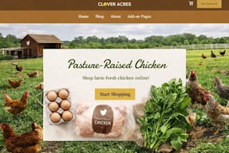 design agriculture website poultry farmer landing page using wix or squarespace