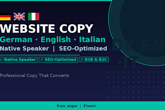write SEO optimized german website copy