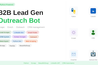a build a b2b lead generation bot, outreach tool, contact scraper and CRM bot
