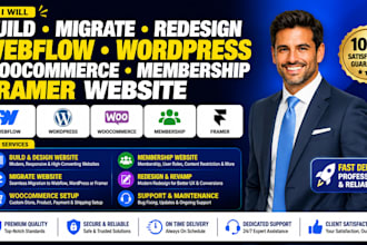 build migrate webflow wordpress woocommerce membership redesign framer website