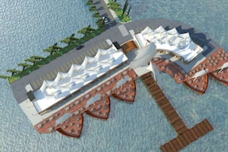 develop waterfront restaurants building,high end luxury yachts,cgi visualization