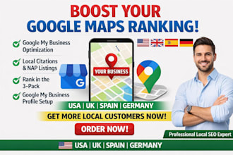 google map citation local seo gmb ranking for business in spain UK USA germany