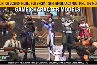 port or custom model for vrchat, sfm, gmod l4d2 mod, mmd tf2 mod game character