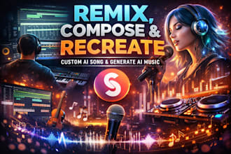 remix, compose, recreate custom ai song and generate ai music with suno
