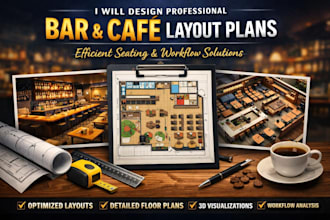 design professional bar and cafe layout plans with efficient seating workflow