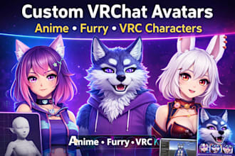 do 3d vrchat avatar furry avatar anime  vrc avatar, furry nsfw avatar 3d model