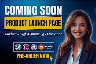 design a modern coming soon or product launch landing page in wordpress elemento
