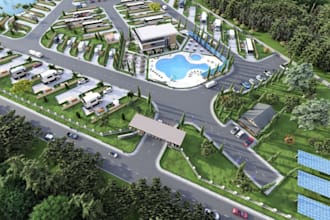 design rv park layouts, render, site master planning, and concept design