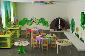3d design preschool classroom,bead maze toy, activity table, sensory wall panel