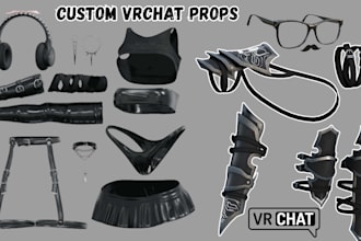 create vrchat props, outfits, weapon, accessories and assets for avatars