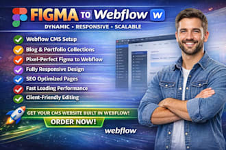 convert figma website design to responsive webflow cms website