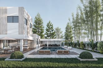create stunning 3d interior and exterior design, building with d5 render, corona