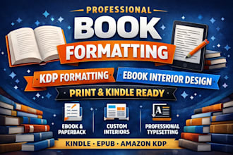 do ebook formatting, kdp formatting and book interior design