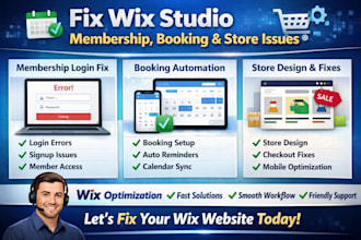 fix wix studio membership login issues booking website automation store design