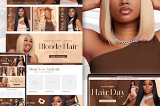 design beauty hair extension shopify store hair salon website dropshipping store