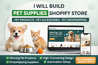 build pet supplies shopify store pet product website pet accessories dropshiping