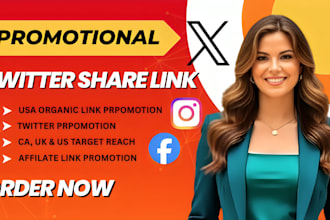 share twitter share link promote website to 150m USA UK ig fb active group