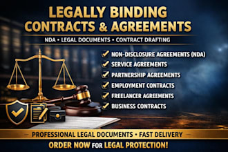 draft legally binding contract, legal agreement, nda and legal document