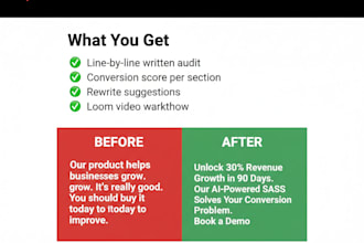 review you b2b saas landing page or email copy and fix the leaks