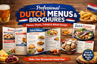 design dutch food menu flyer, brochure, magazine, trifold and bifold, pamphlet