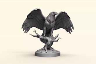make highly detailed 3d sculpt eagle miniature,3d memories pet model, bird minis
