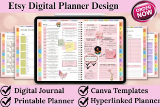 do etsy digital journal design etsy printable digital planner in canva design